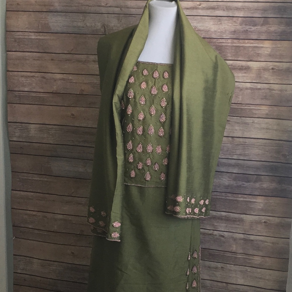 Vintage Hand Beaded Silk Skirt Set
